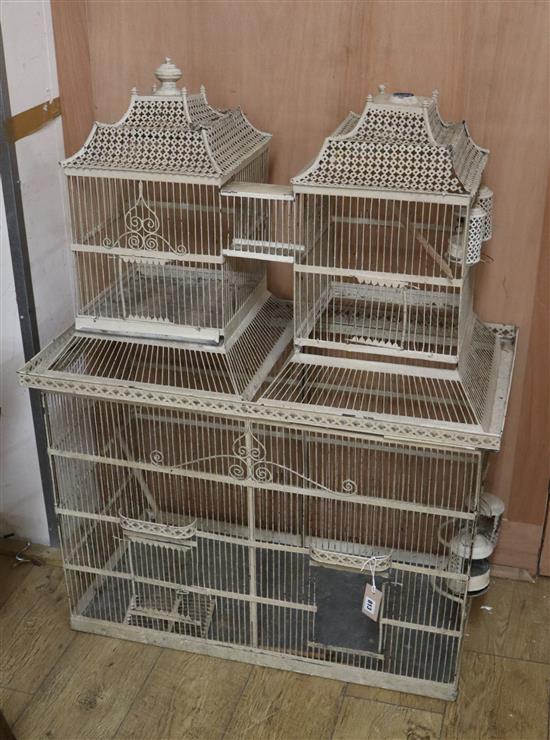 A painted wirework bird cage H.110cm